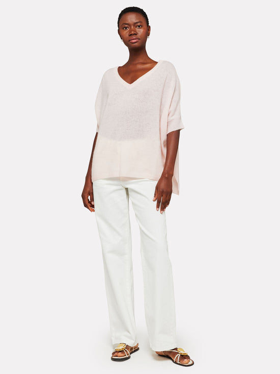 Brodie Cashmere Knitwear Bronte Tee in Organic White