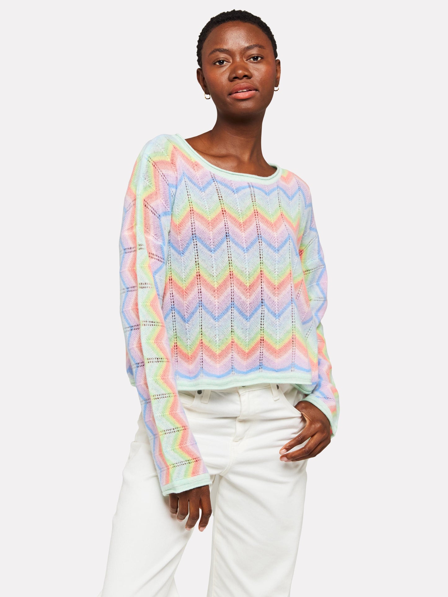 Brodie Cashmere Knitwear Rainbow Chevron Knit