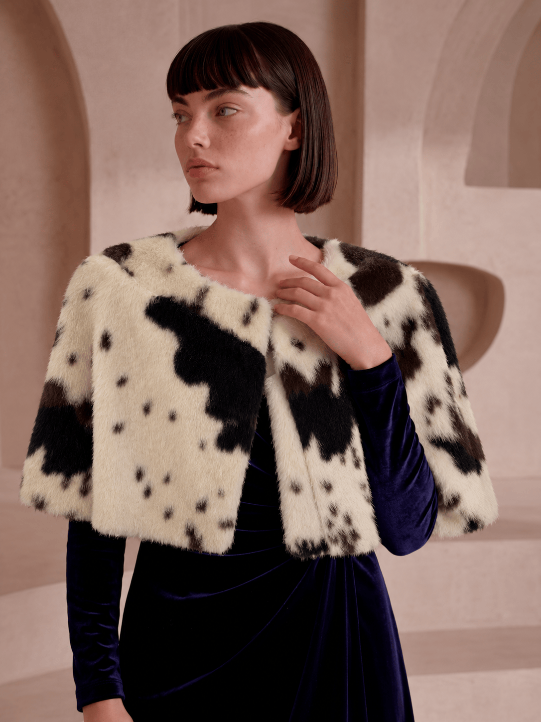 Carla Ruiz CAPE Mabel Cape in Cow Print