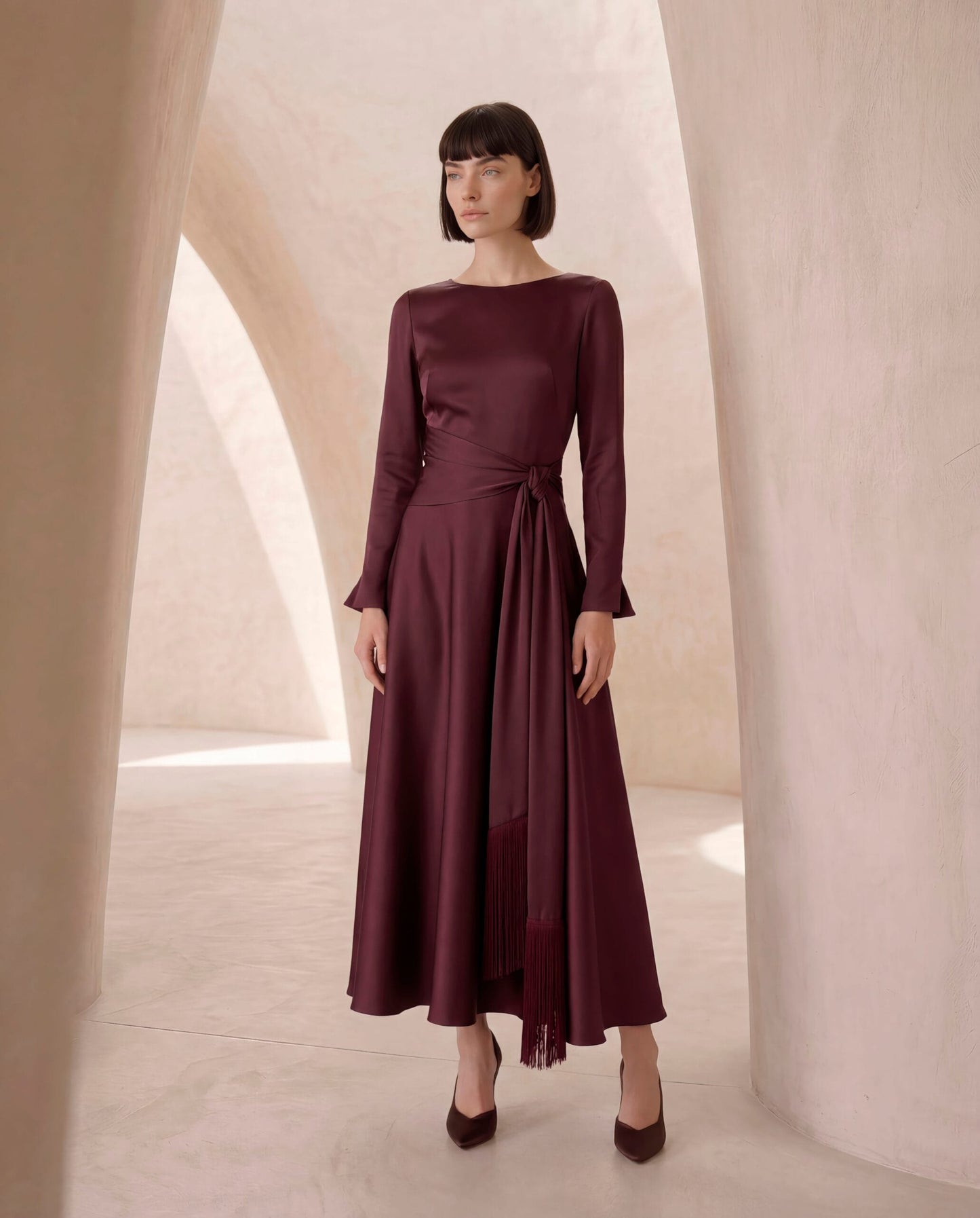 Carla Ruiz Dresses Carla Ruiz Purple Long Fringed Dress