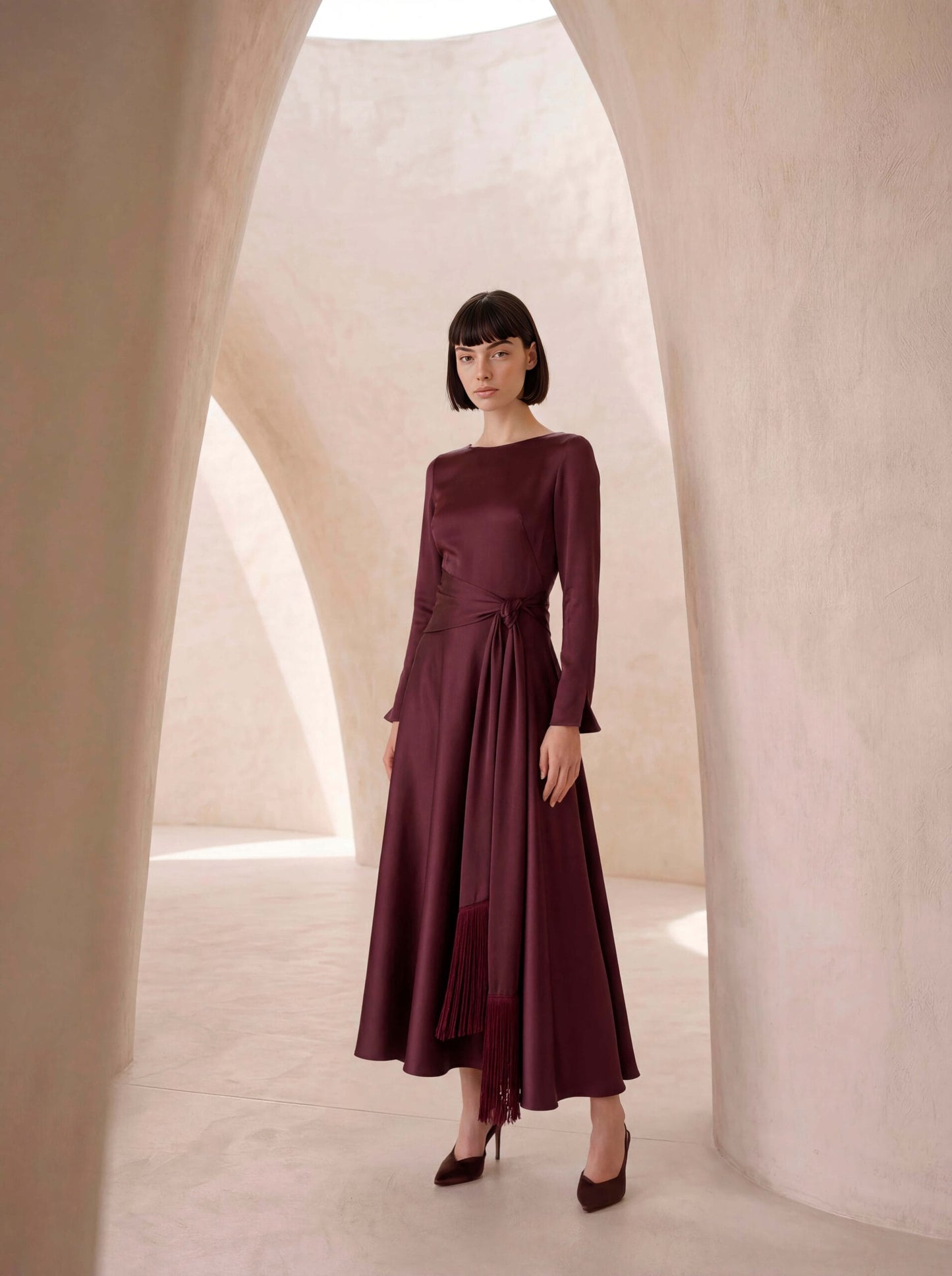 Carla Ruiz Dresses Carla Ruiz Purple Long Fringed Dress