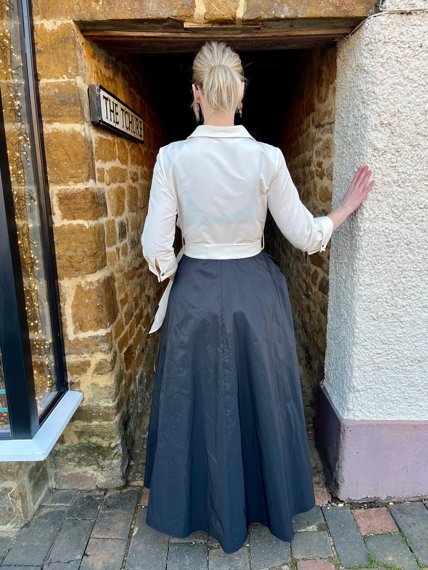 Carla Ruiz Dresses Long Coat Dress in Black and Ivory