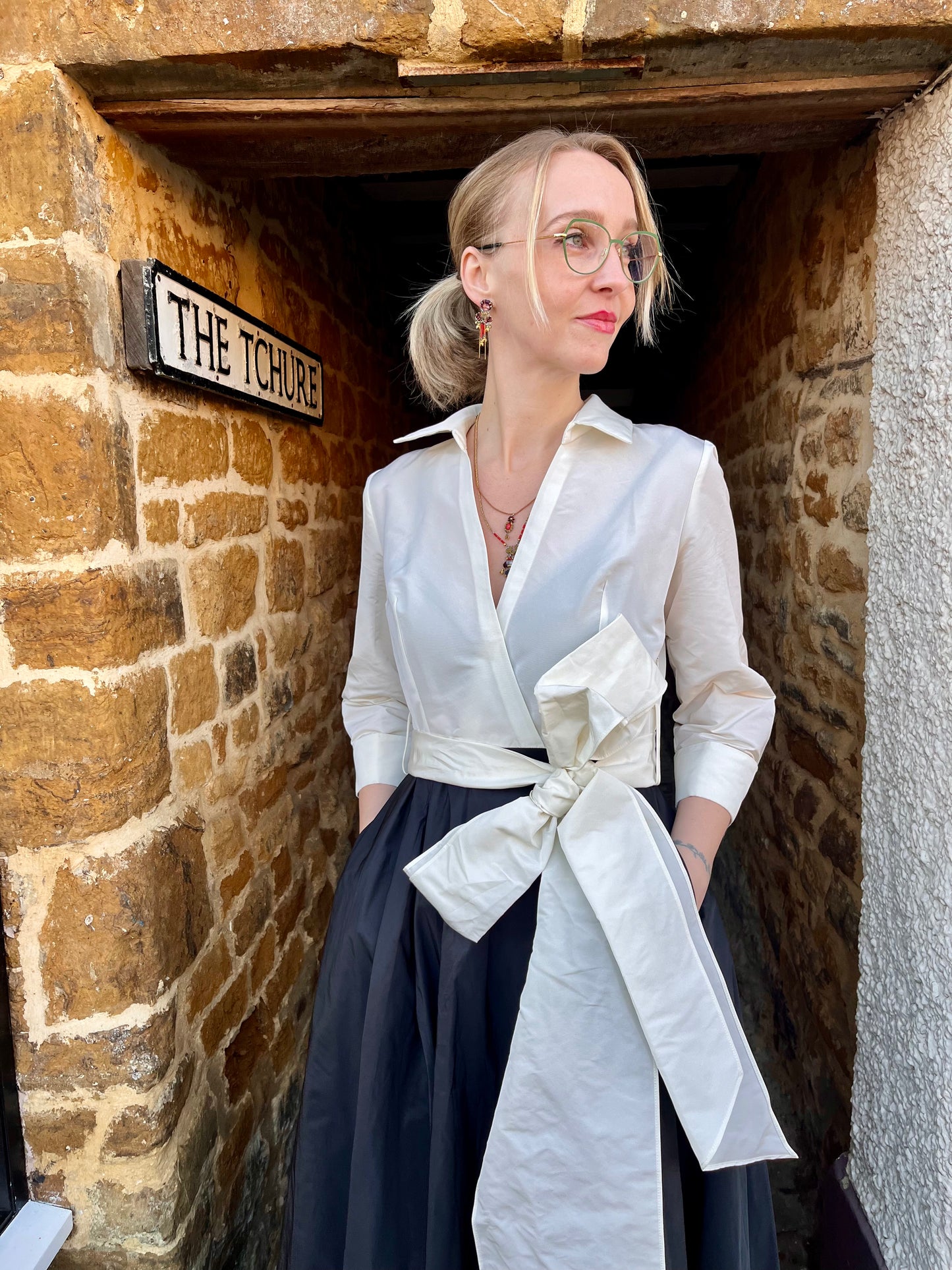 Carla Ruiz Dresses Long Coat Dress in Black and Ivory