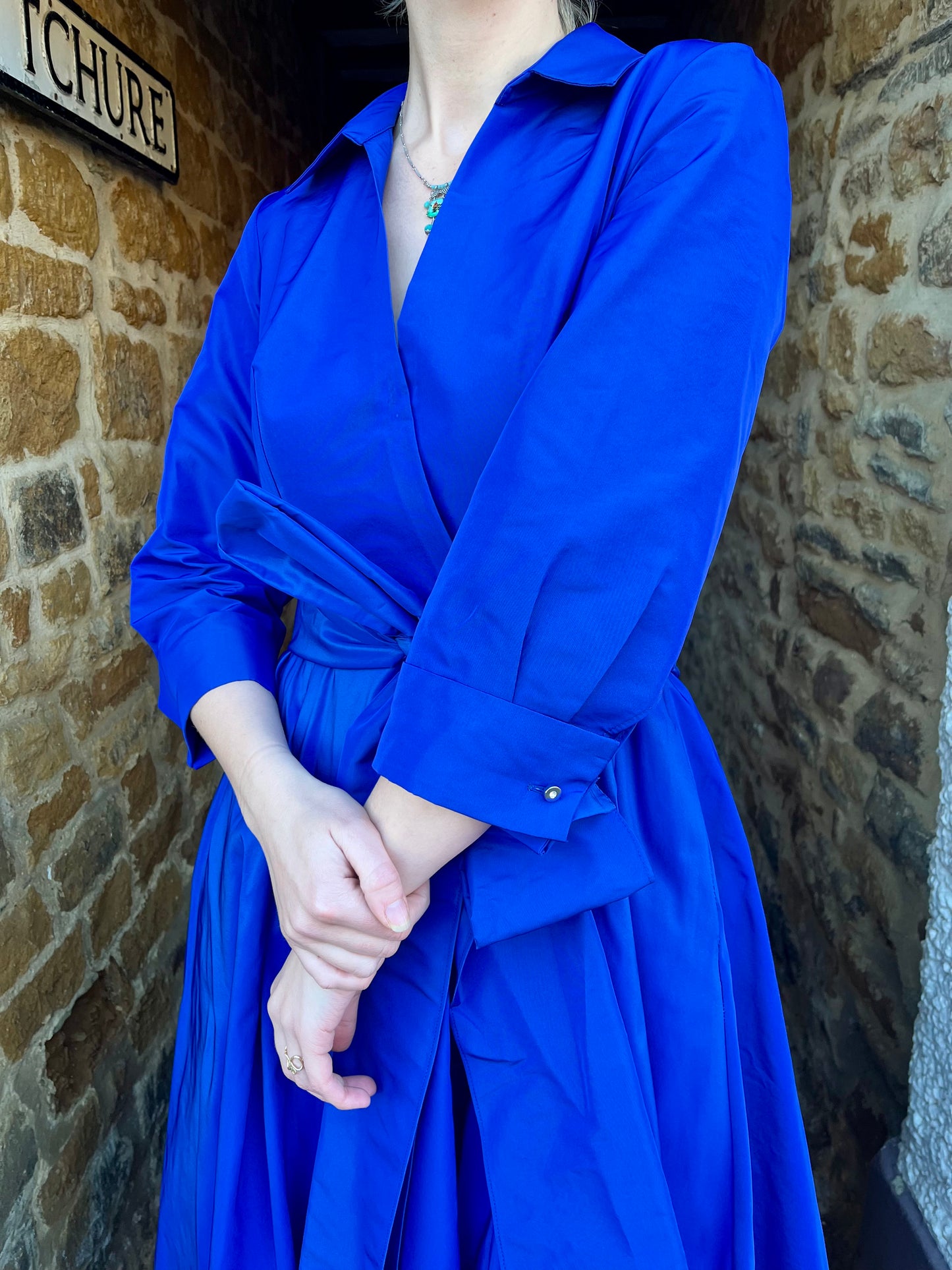 Carla Ruiz Dresses Midi Coat Dress in Royal Blue