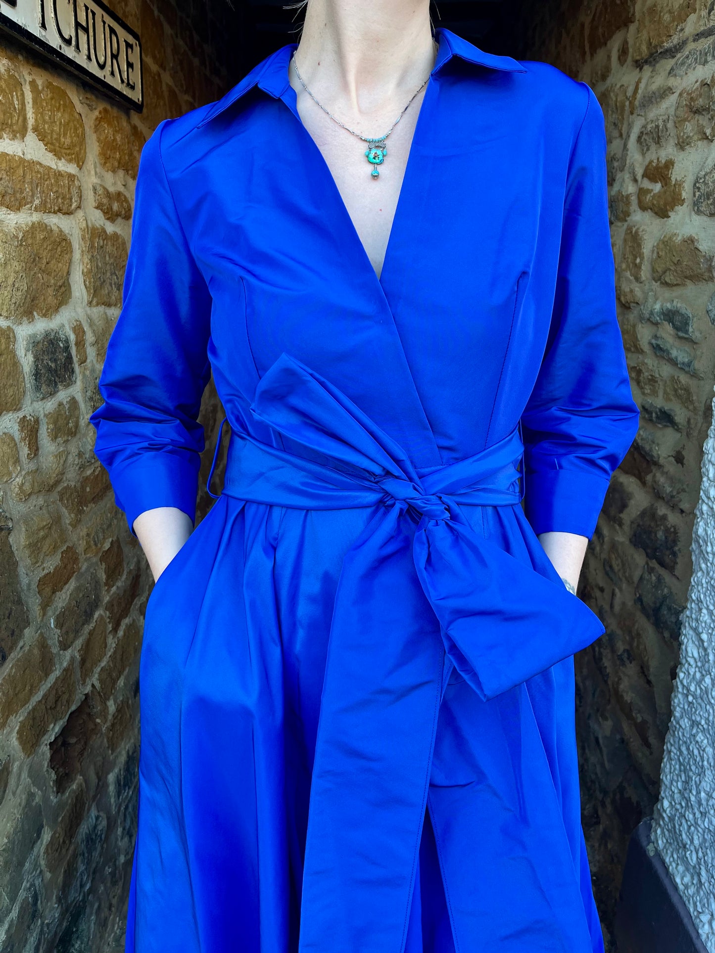 Carla Ruiz Dresses Midi Coat Dress in Royal Blue