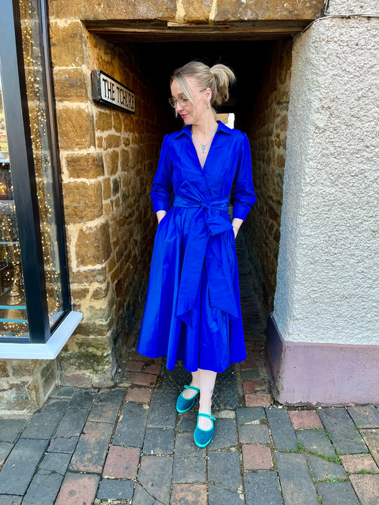 Midi Coat Dress in Royal Blue NELLIE&DOVE Midi Coat Dress in Royal Blue NELLIE&DOVE