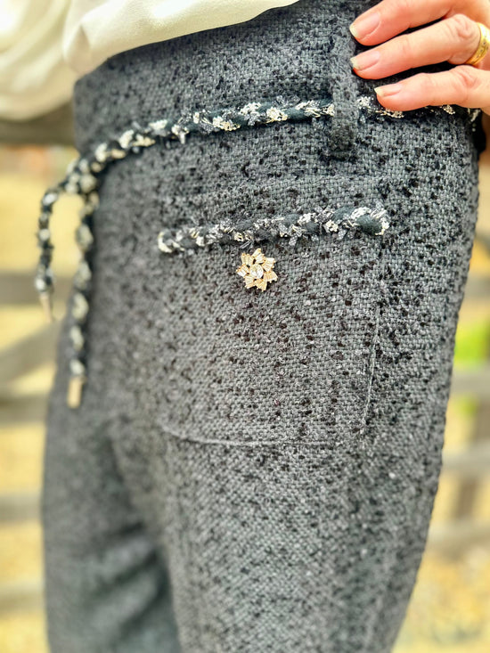 Carla Ruiz Trousers Noir Bow Bouclé Trousers