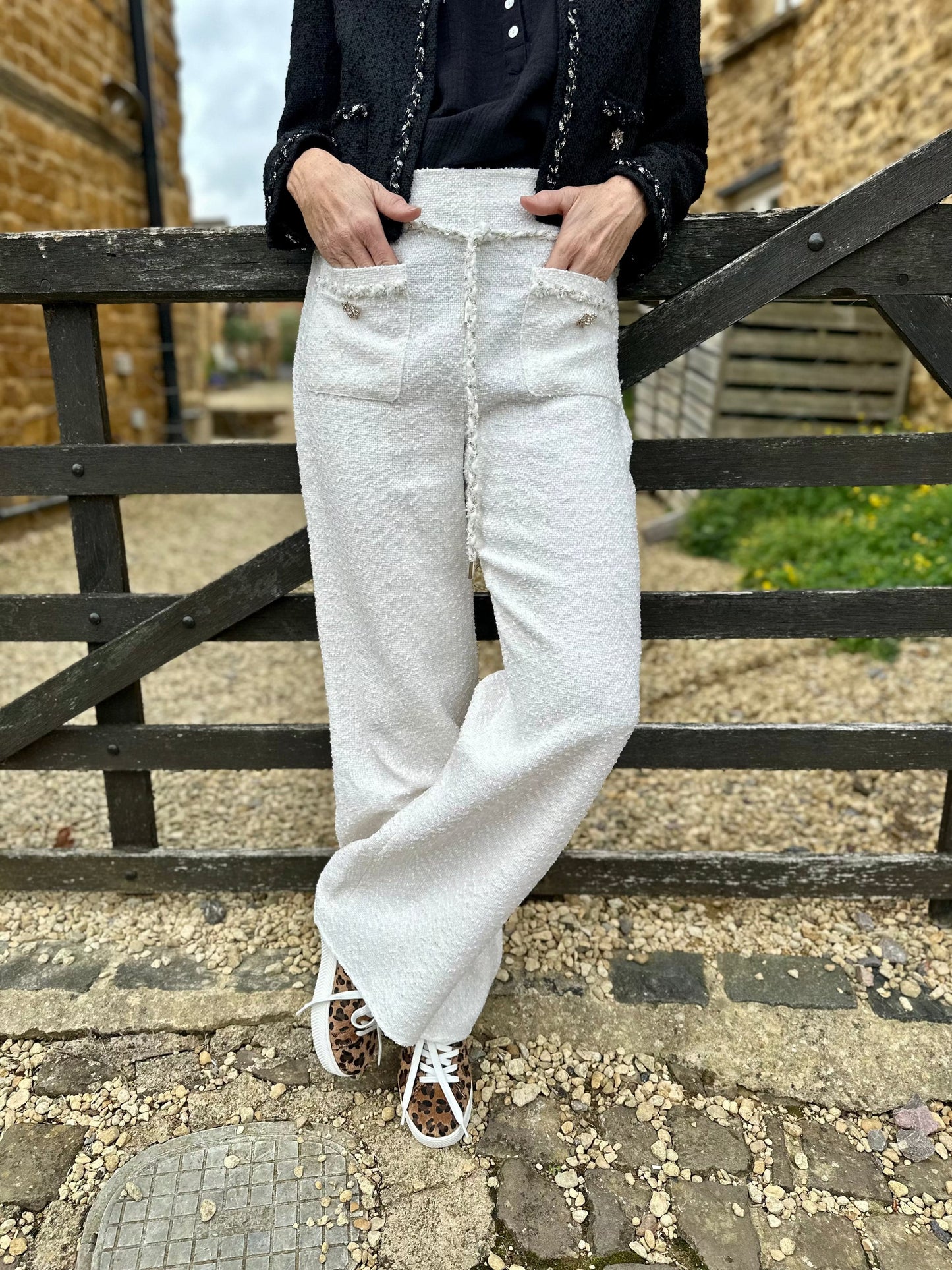 Carla Ruiz Trousers Pearl Bouclé Trousers