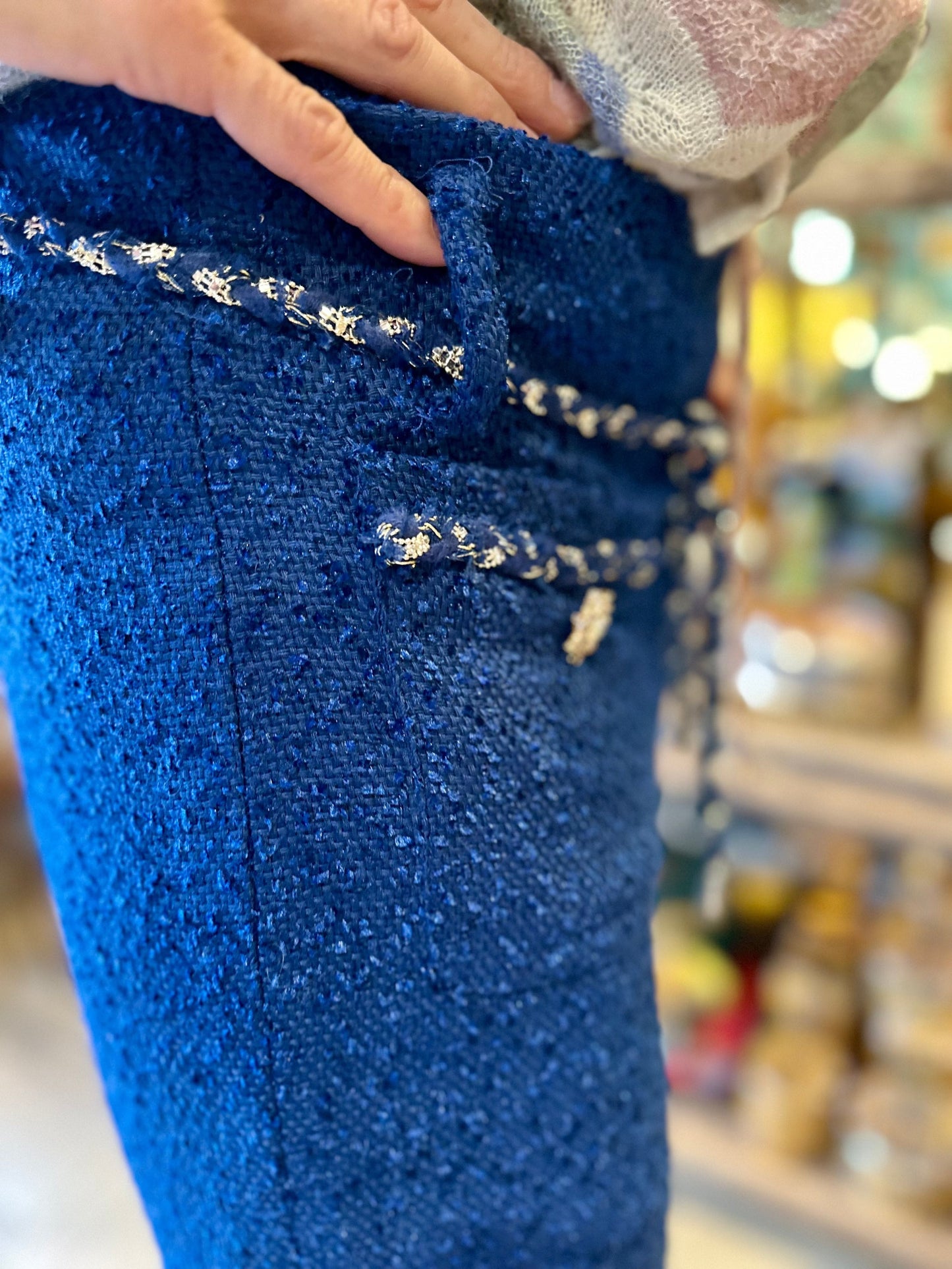 Carla Ruiz Trousers Sapphire Bouclé Trousers