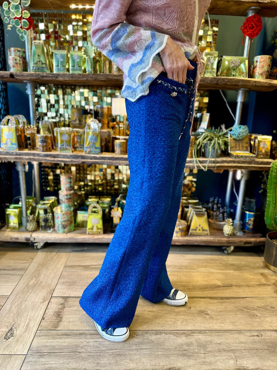 Carla Ruiz Trousers Sapphire Bouclé Trousers