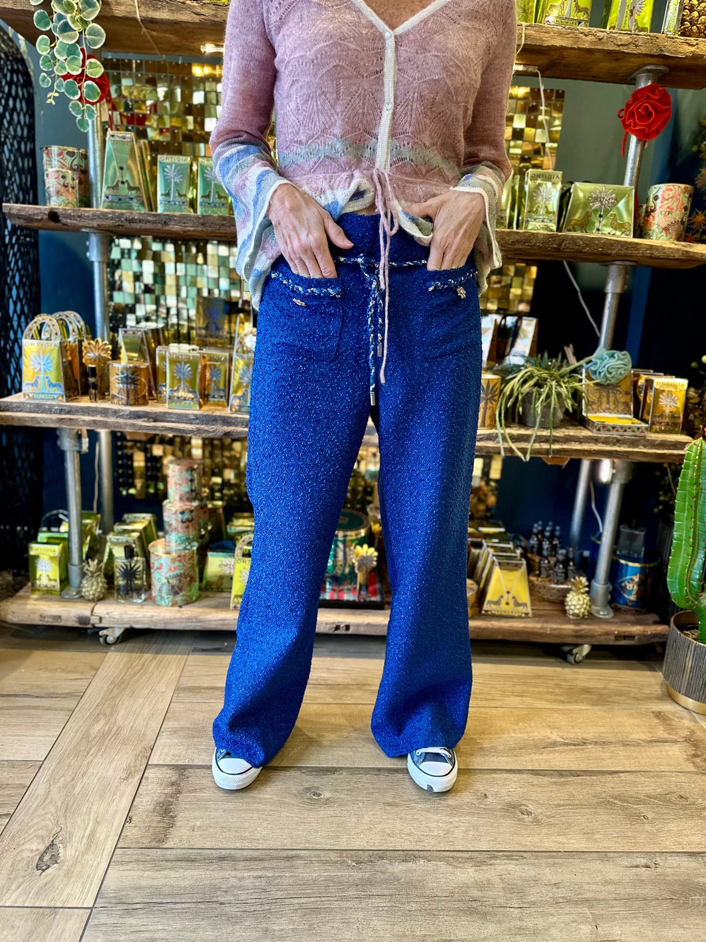 Carla Ruiz Trousers Sapphire Bouclé Trousers