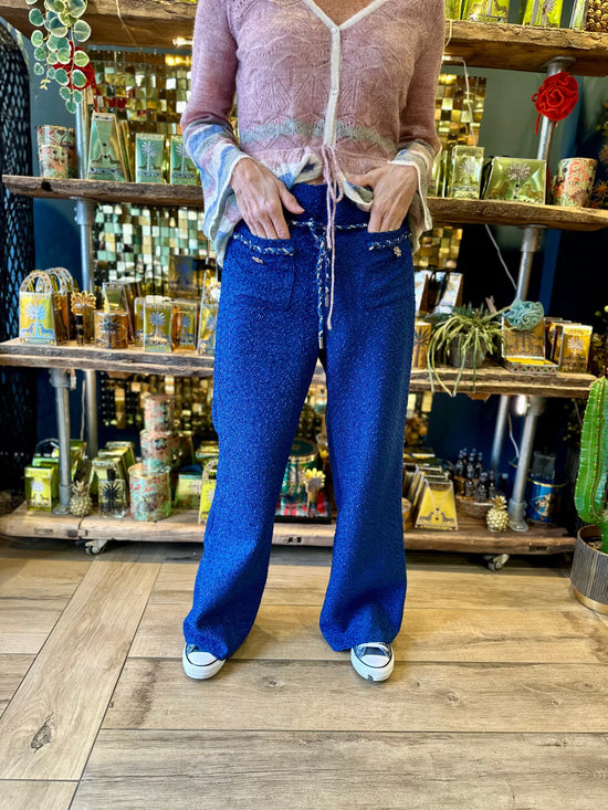 Carla Ruiz Trousers Sapphire Bouclé Trousers