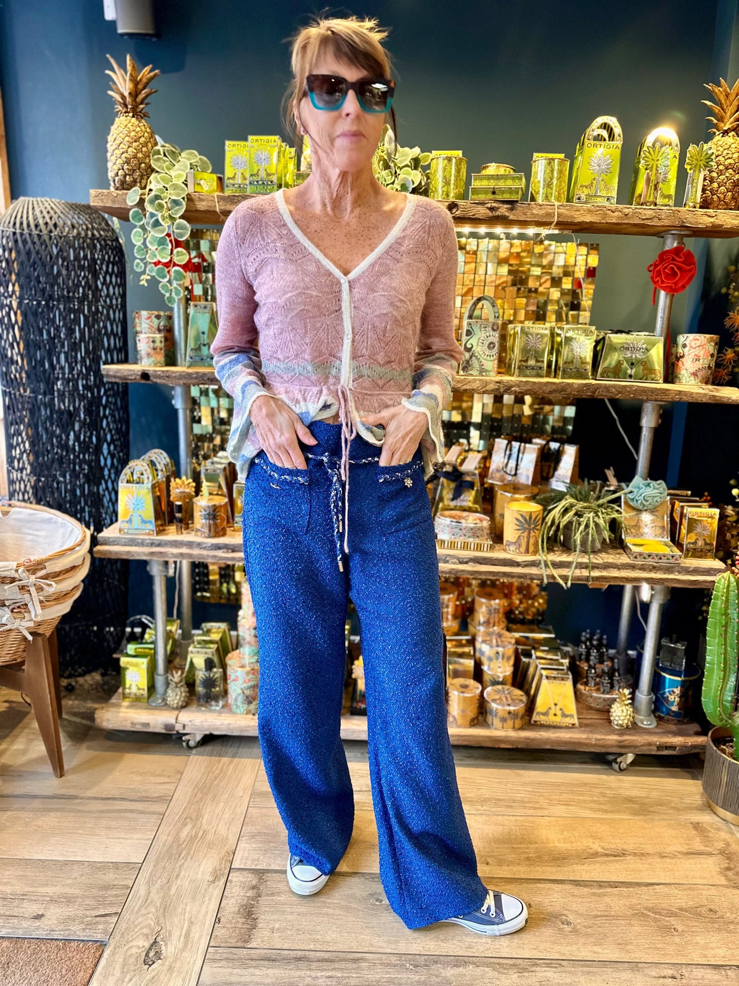 Carla Ruiz Trousers Sapphire Bouclé Trousers