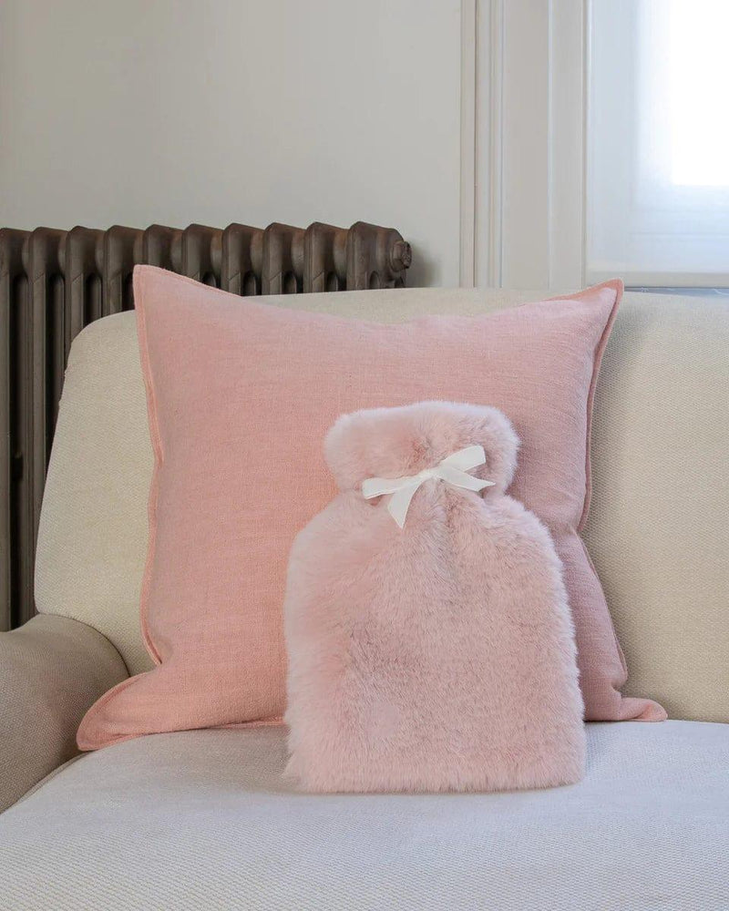 Teddy Hot Water Bottle in Luxury Fur Soft Pink