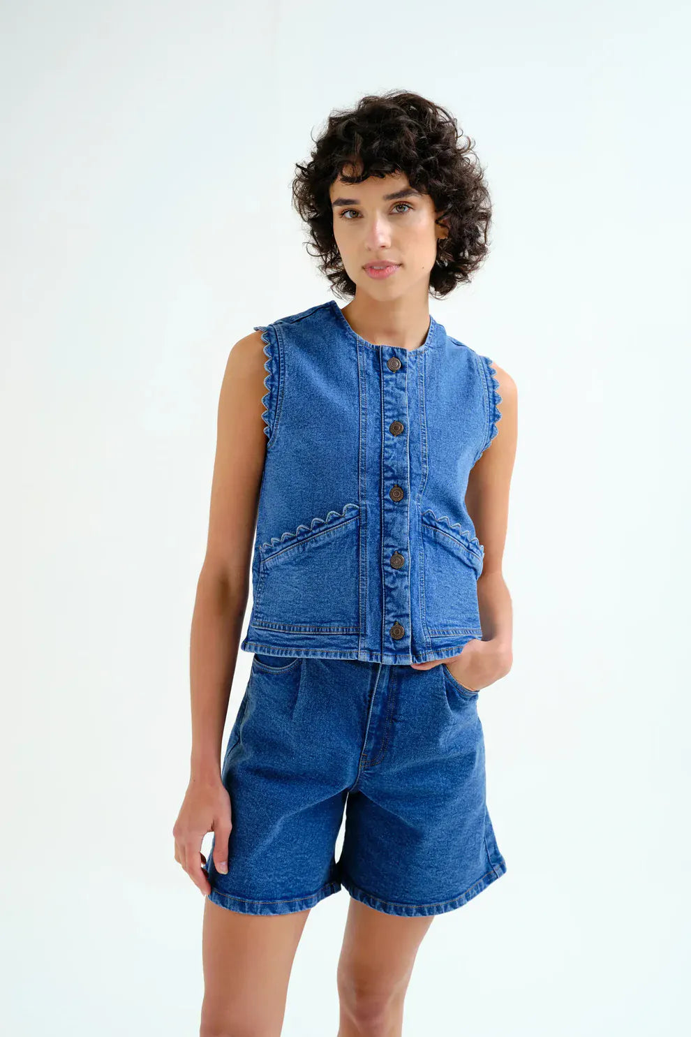 Compania Fantastica Gilet Blue Denim Vest