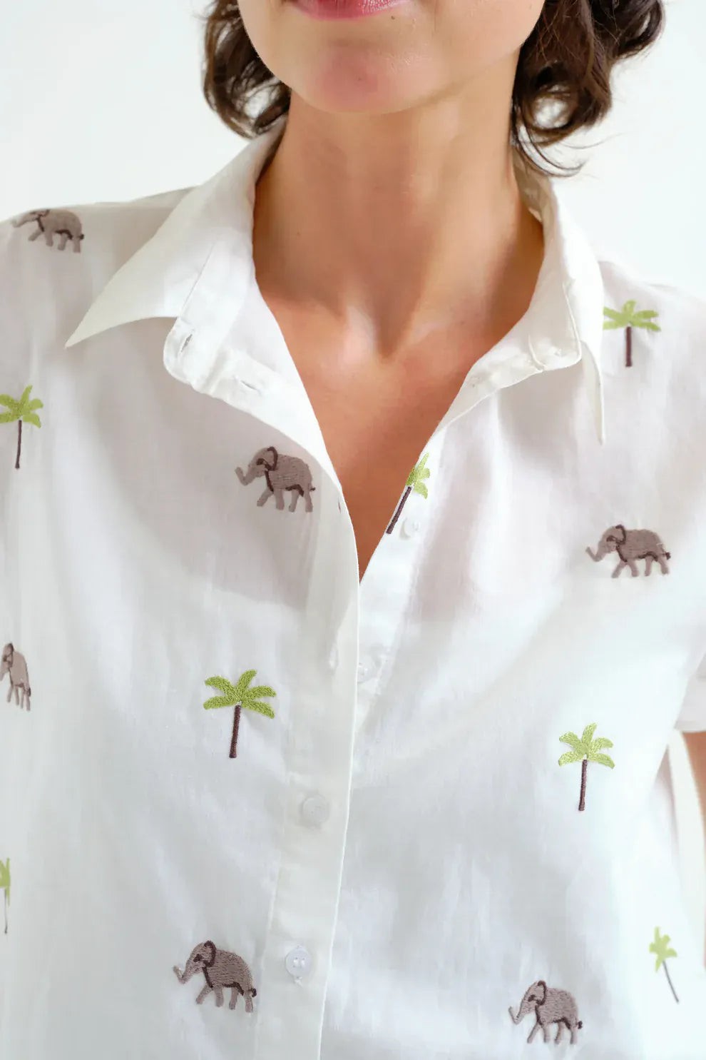 Compania Fantastica Tops Elephant and Palm Tree Shirt