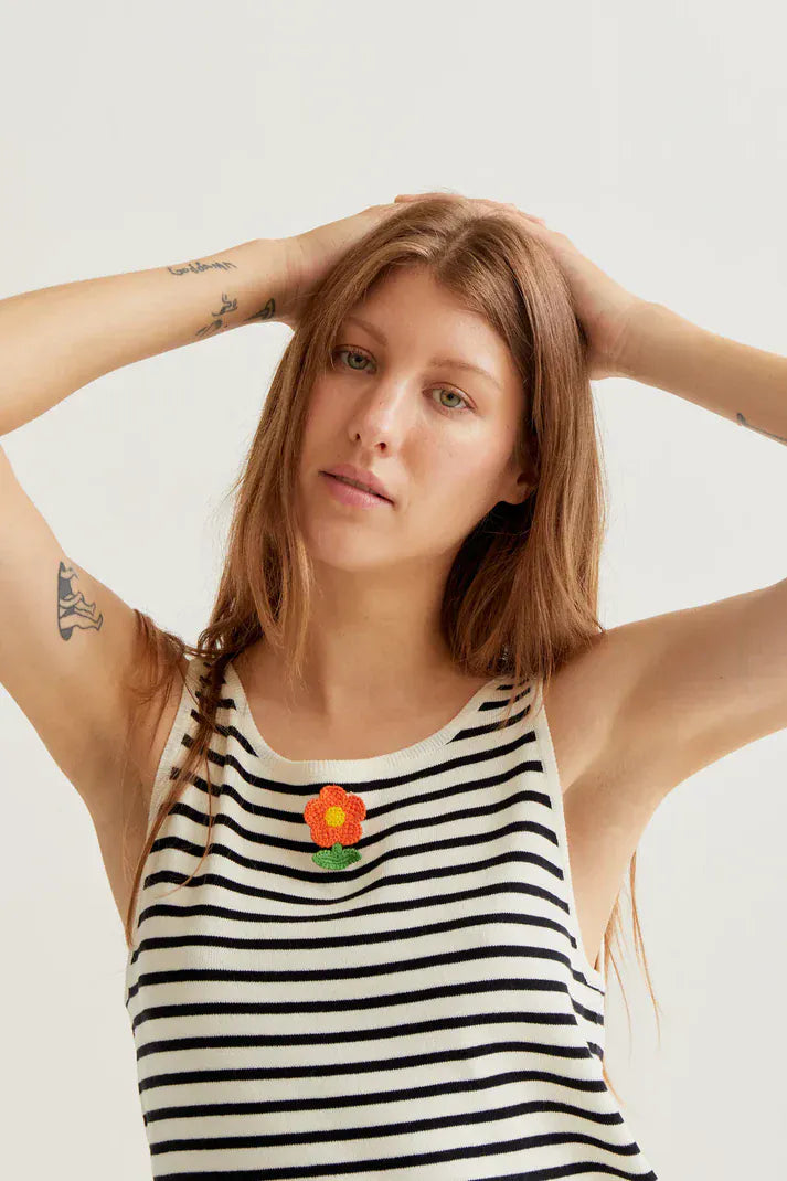 Compania Fantastica Tops Little Bloom Stripe Top