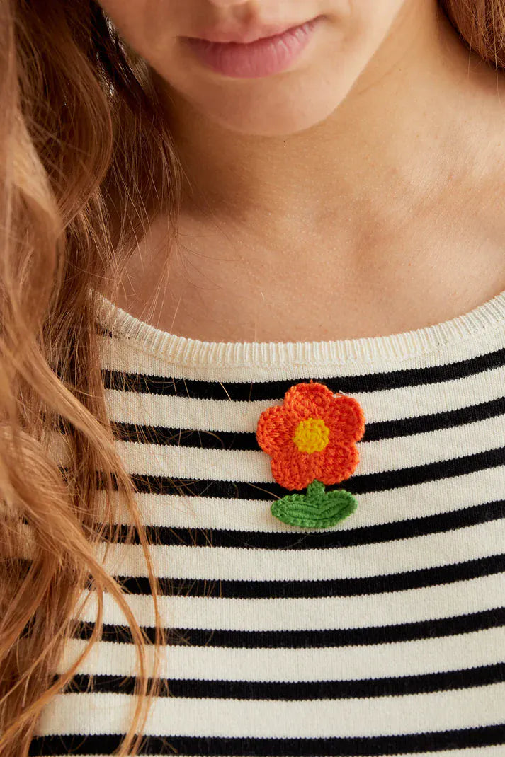 Compania Fantastica Tops Little Bloom Stripe Top