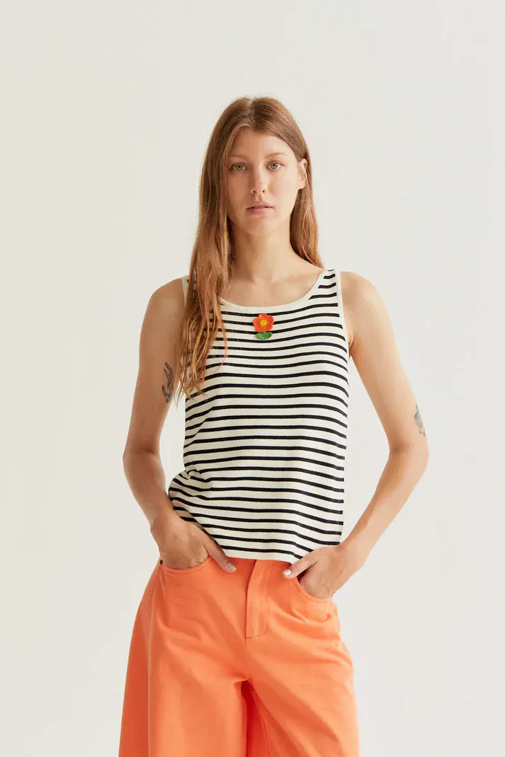 Compania Fantastica Tops Little Bloom Stripe Top