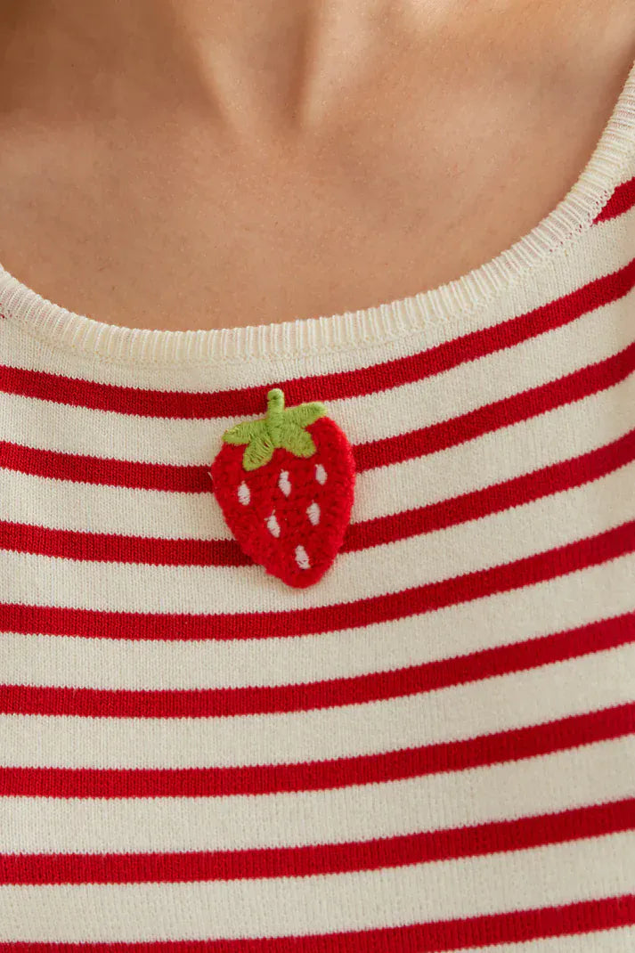 Compania Fantastica Tops Little Strawberry Stripe Top