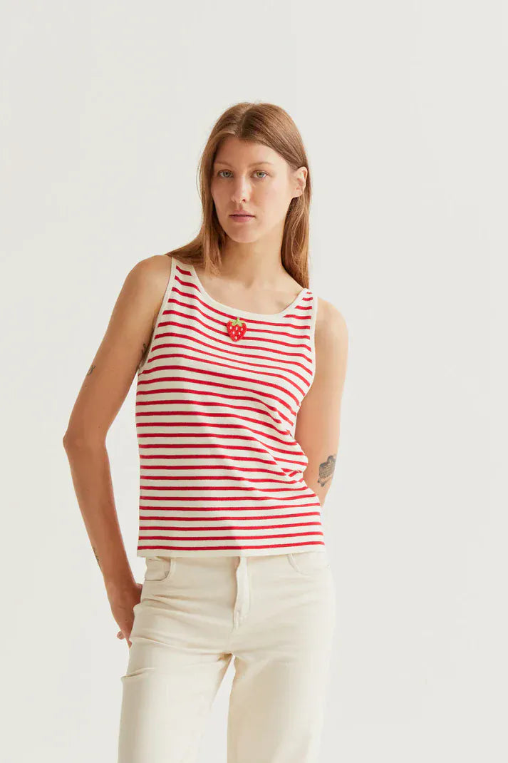Compania Fantastica Tops Little Strawberry Stripe Top
