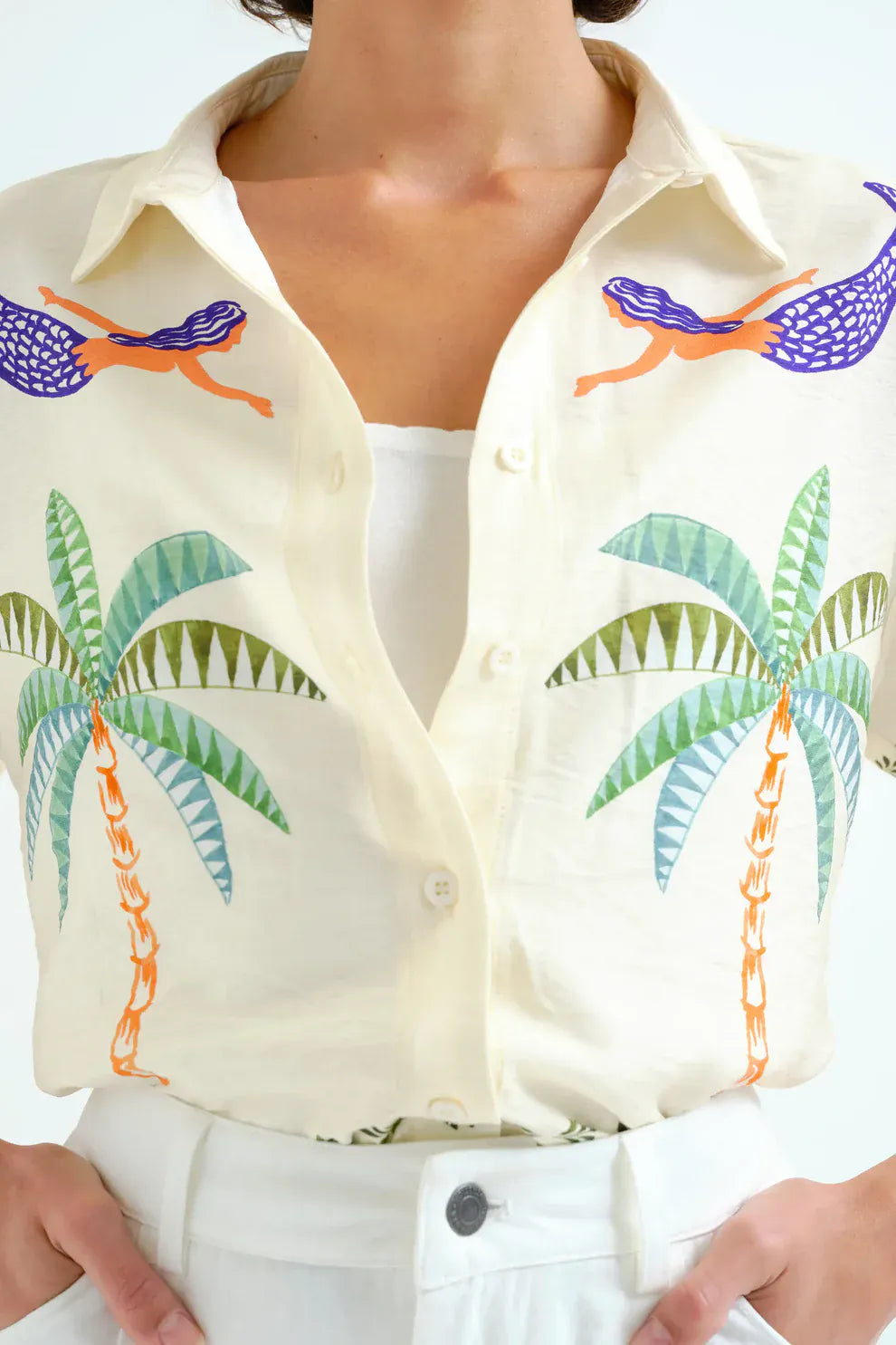 Compania Fantastica Tops Palm and Mermaid Shirt