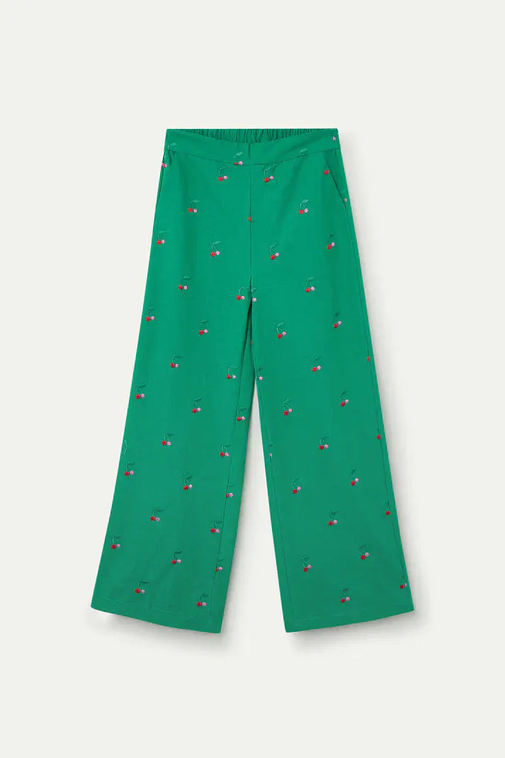 Compania Fantastica Trousers Cherry Embroidered Cotton Trousers
