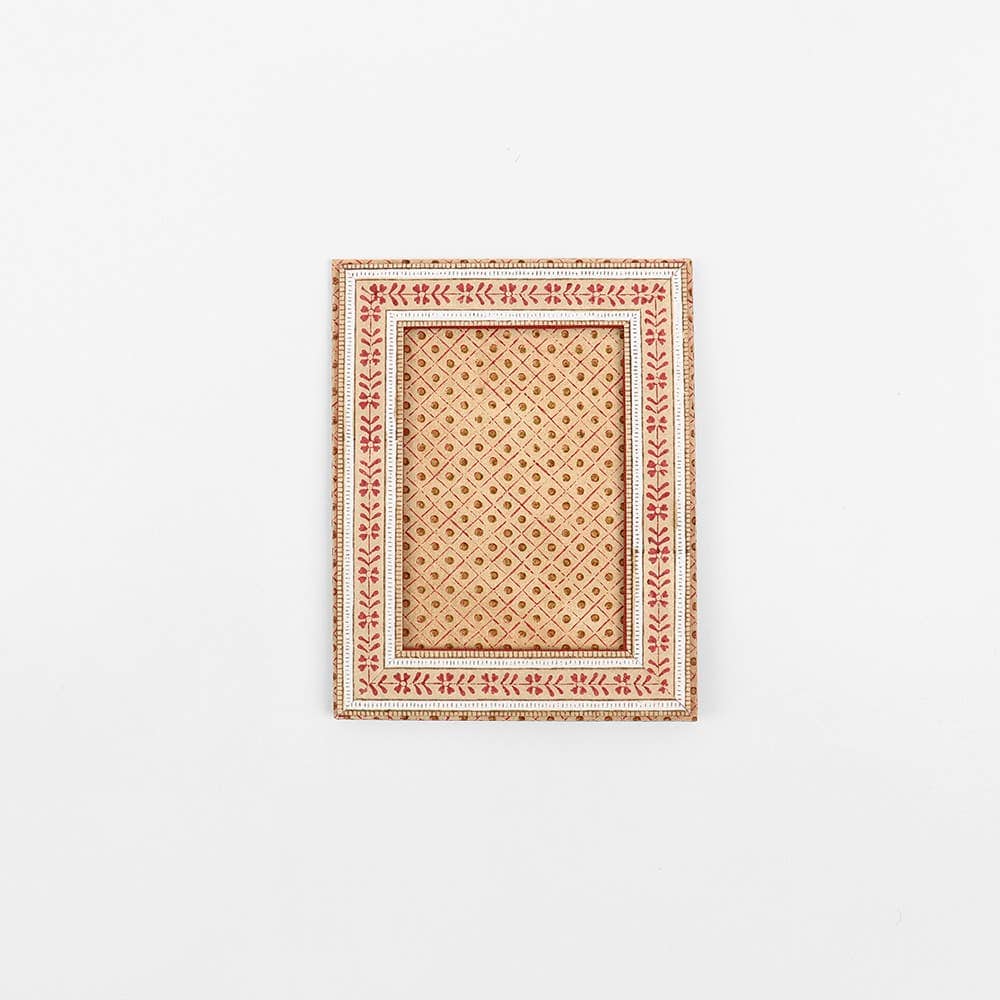 Craft Boat Accessories Block Printed Table Top Picture Frame - Floral Stripe Ochre