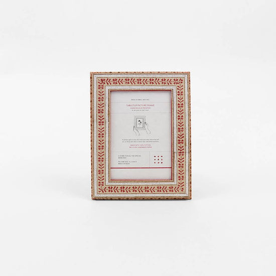 Craft Boat Accessories Block Printed Table Top Picture Frame - Floral Stripe Ochre