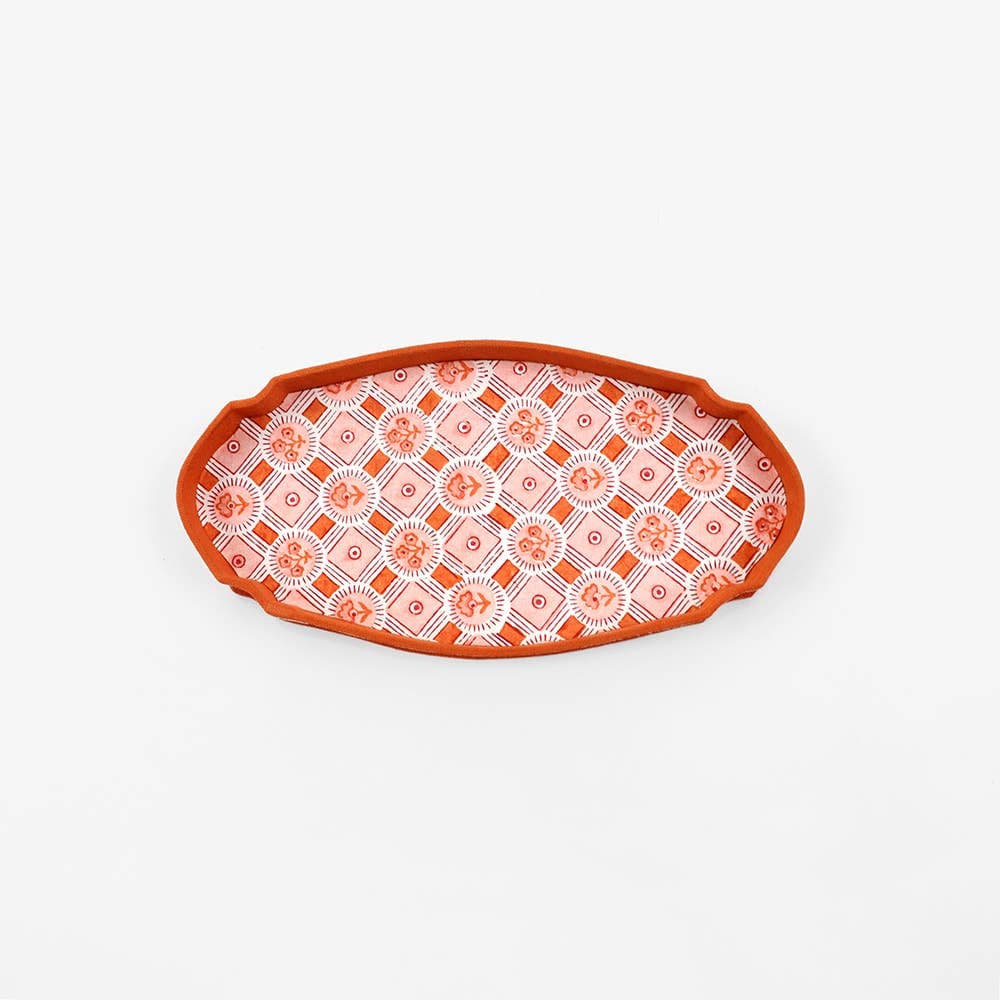 Craft Boat Accessories Block Printed Victorian Desk Tray - Spring Bloom Orange