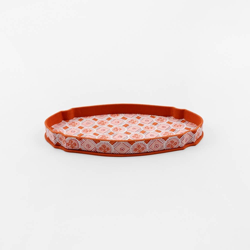 Craft Boat Accessories Block Printed Victorian Desk Tray - Spring Bloom Orange