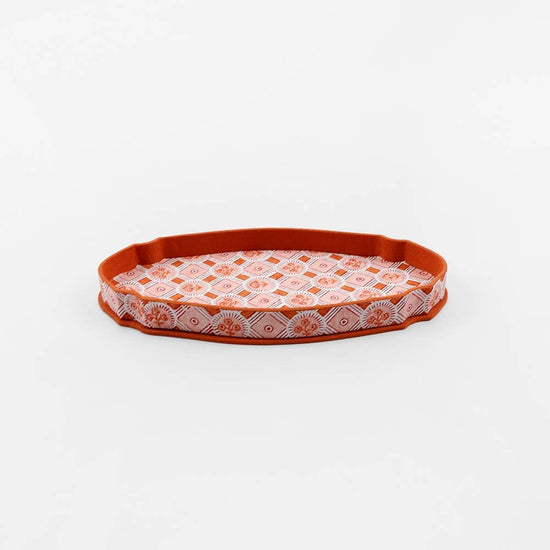 Craft Boat Accessories Block Printed Victorian Desk Tray - Spring Bloom Orange