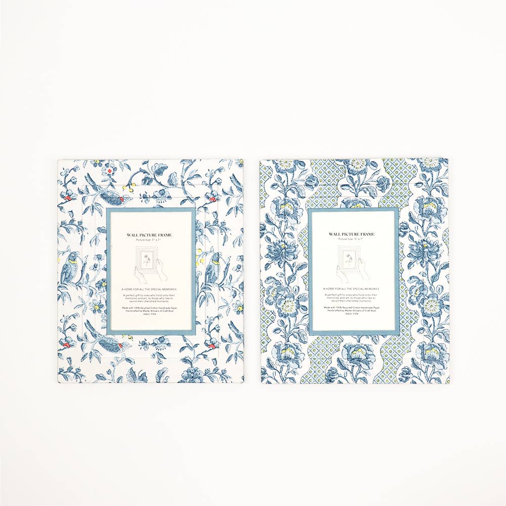 Craft Boat Accessories Block Printed Wall Picture Frame - Blooming trellis Blue Indigo