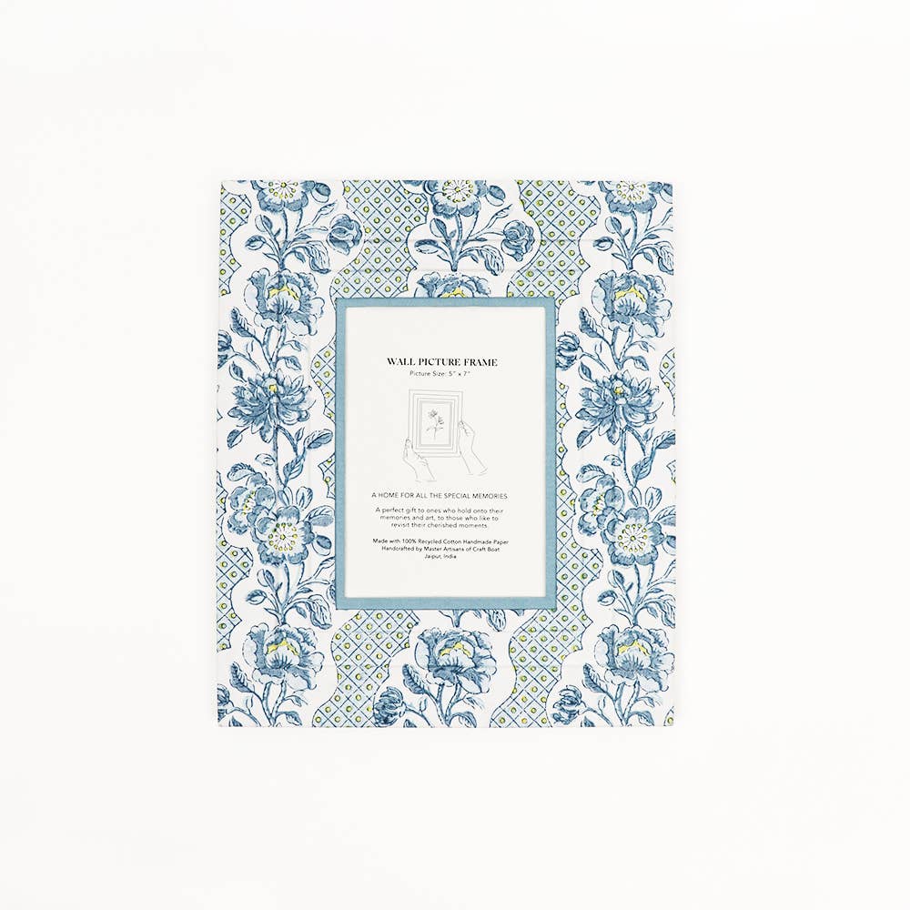 Craft Boat Accessories Block Printed Wall Picture Frame - Blooming trellis Blue Indigo