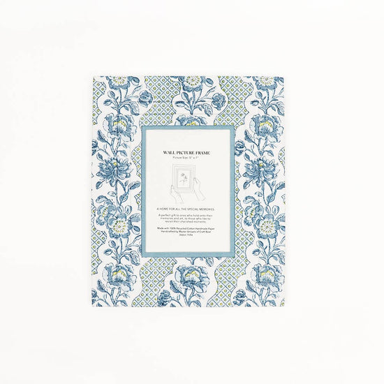 Craft Boat Accessories Block Printed Wall Picture Frame - Blooming trellis Blue Indigo