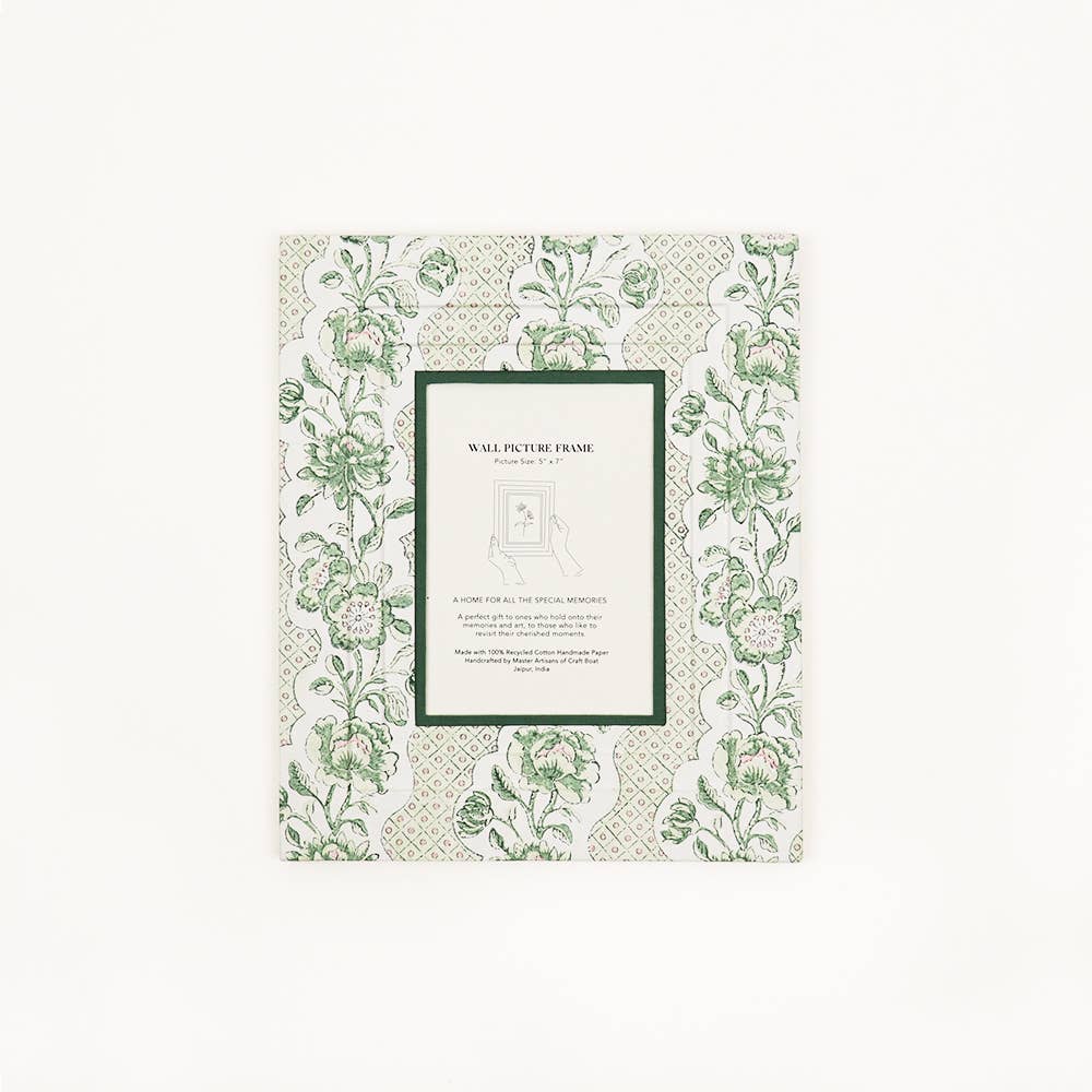 Craft Boat Accessories Block Printed Wall Picture Frame - Blooming Trellis Green