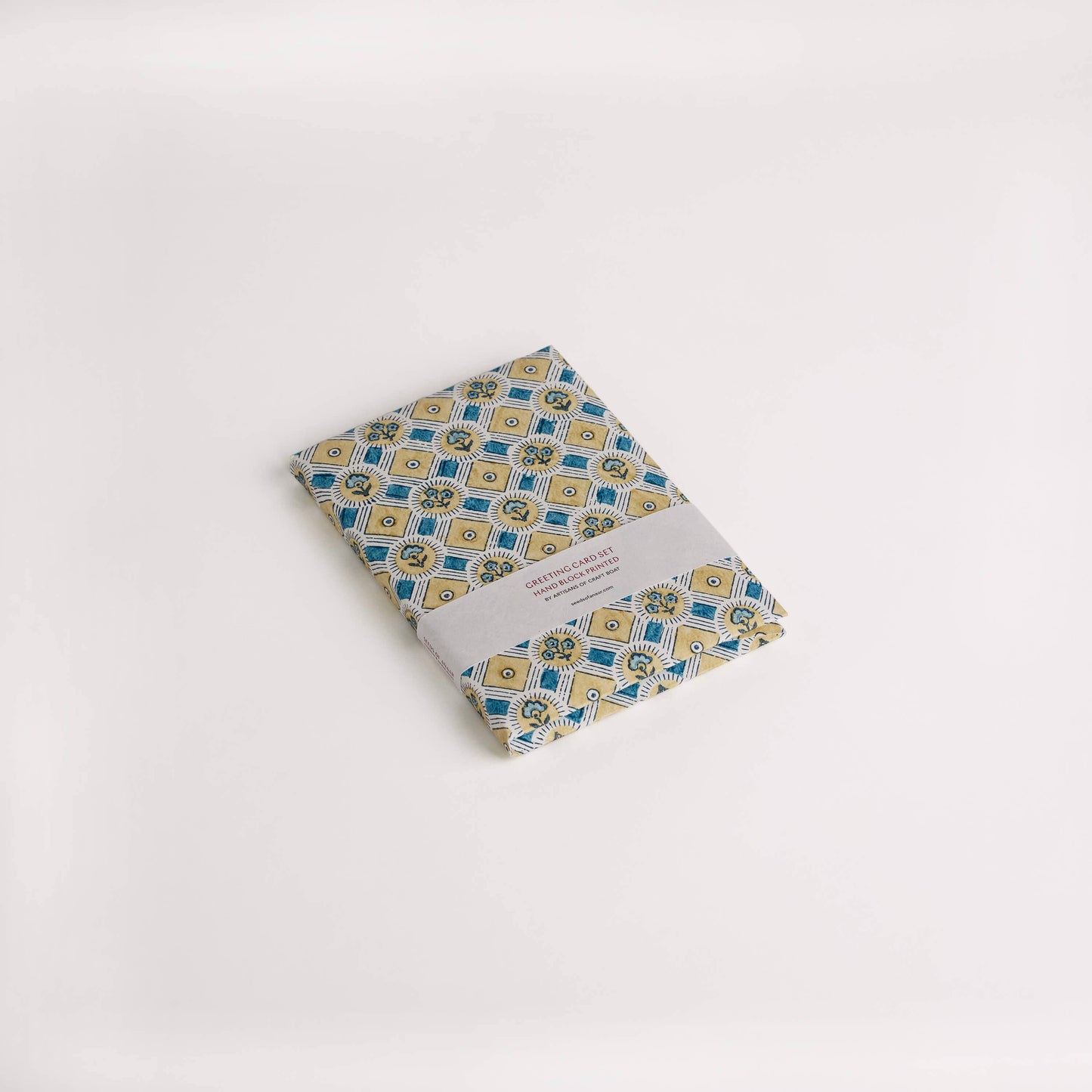 Craft Boat Greetings Cards Block Printed Greeting Card Set - Spring Bloom Blue