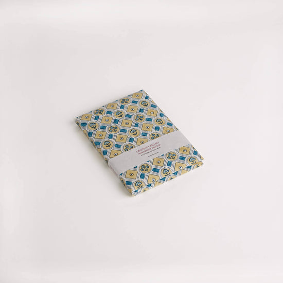 Craft Boat Greetings Cards Block Printed Greeting Card Set - Spring Bloom Blue