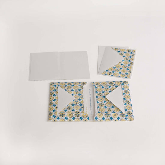 Craft Boat Greetings Cards Block Printed Greeting Card Set - Spring Bloom Blue