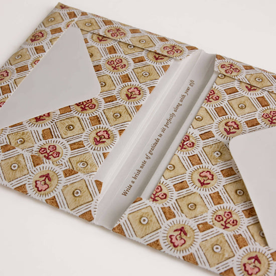 Craft Boat Greetings Cards Block Printed Greeting Card Set - Spring Bloom Ochre