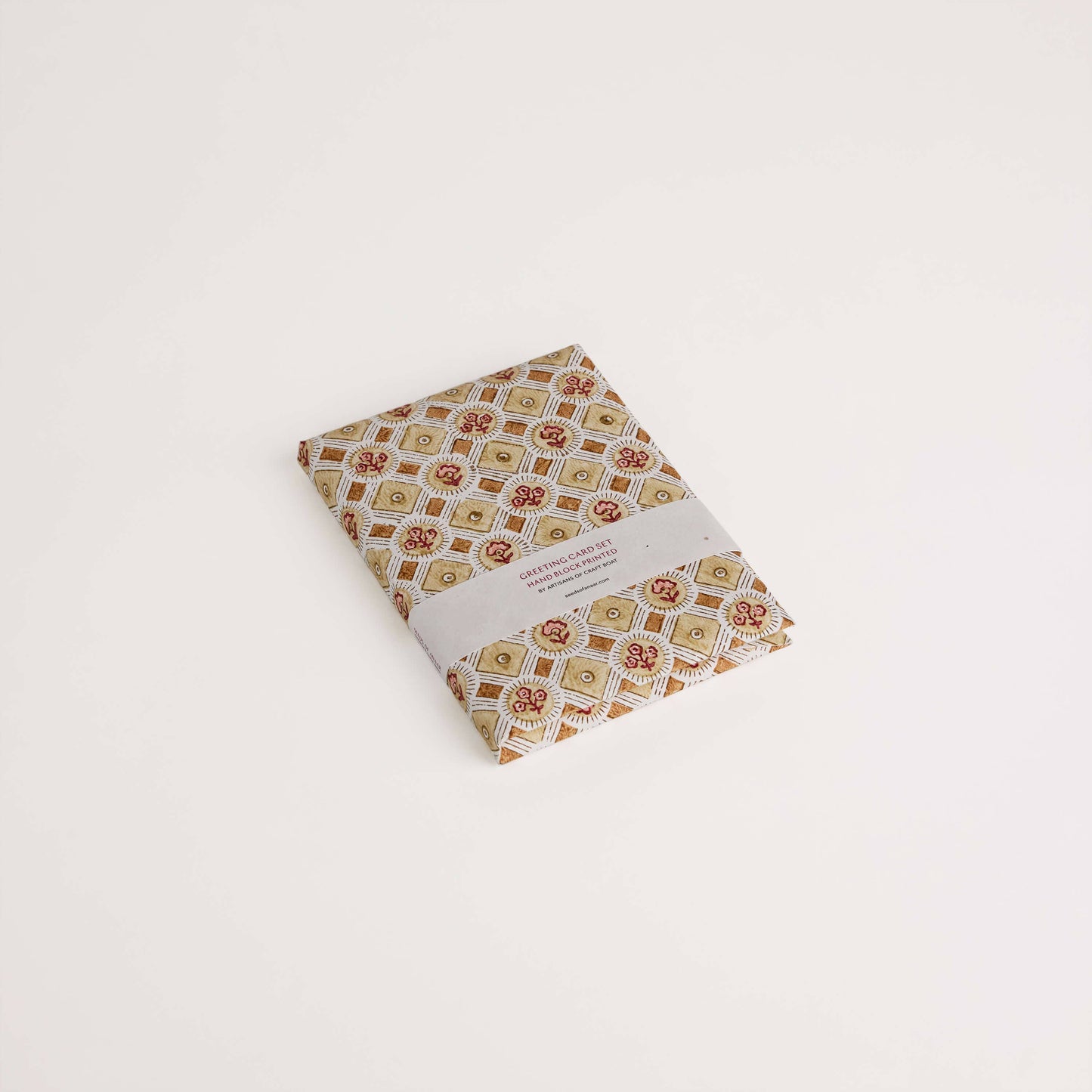 Craft Boat Greetings Cards Block Printed Greeting Card Set - Spring Bloom Ochre