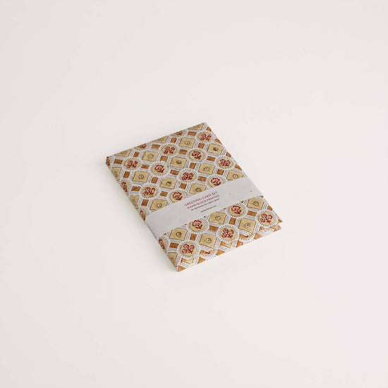 Craft Boat Greetings Cards Block Printed Greeting Card Set - Spring Bloom Ochre