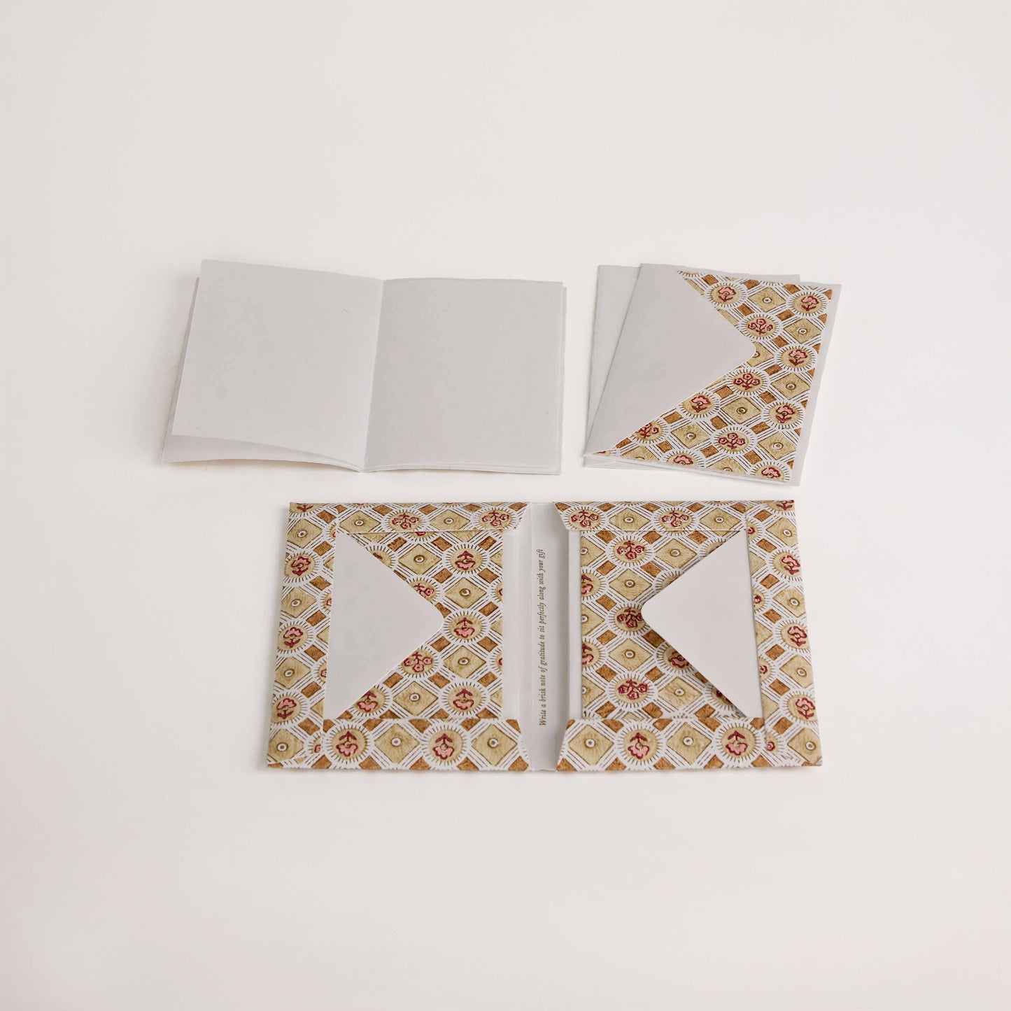 Craft Boat Greetings Cards Block Printed Greeting Card Set - Spring Bloom Ochre