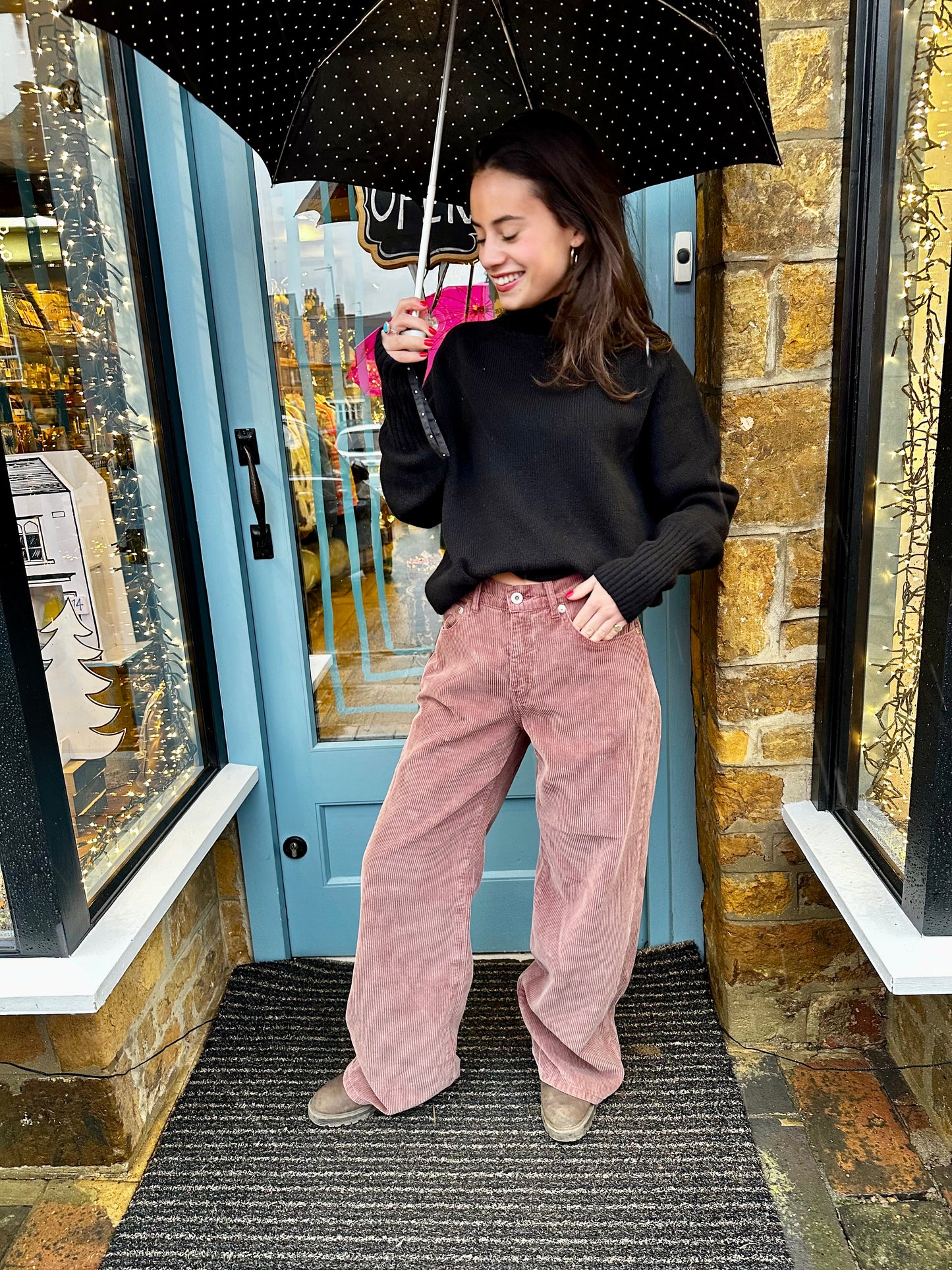 Crossley SALE Trousers Wide Leg Corduroy Trousers in Rose