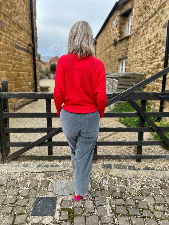 Crossley Trousers Relaxed Cargo Velvet Trousers in Washed Grey