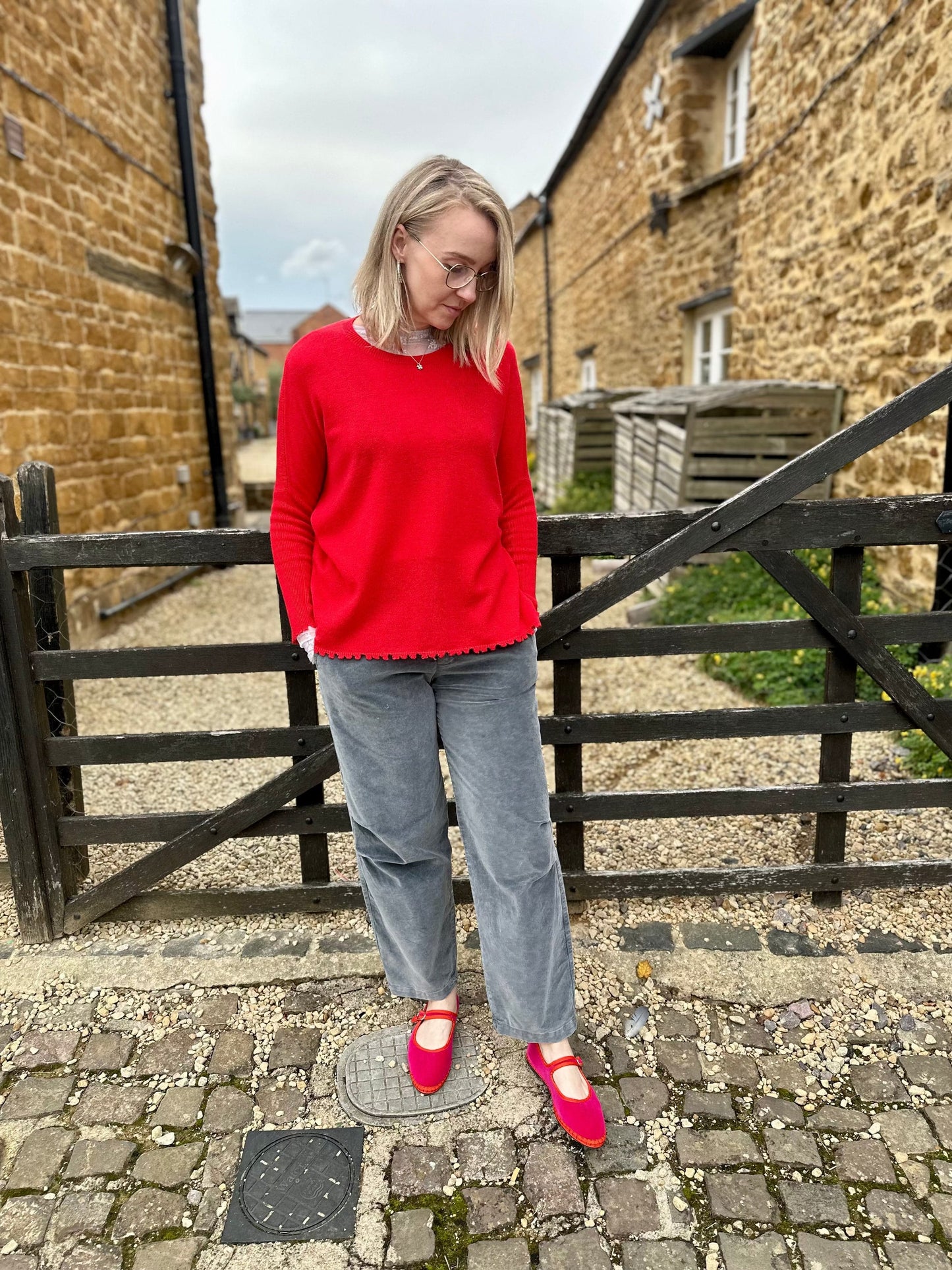 Crossley Trousers Relaxed Cargo Velvet Trousers in Washed Grey