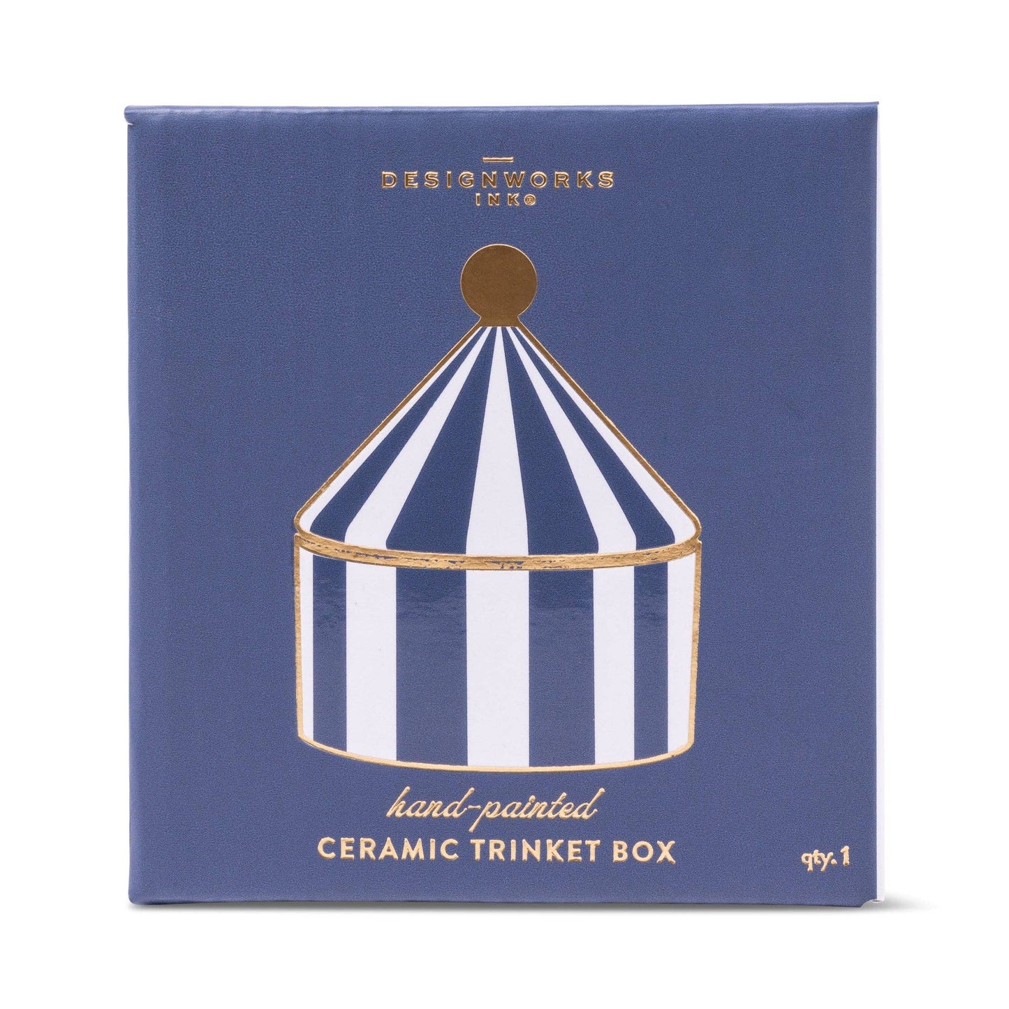 Designworks Collective DesignWorks Ink Ceramic Trinket Box - Navy Stripe