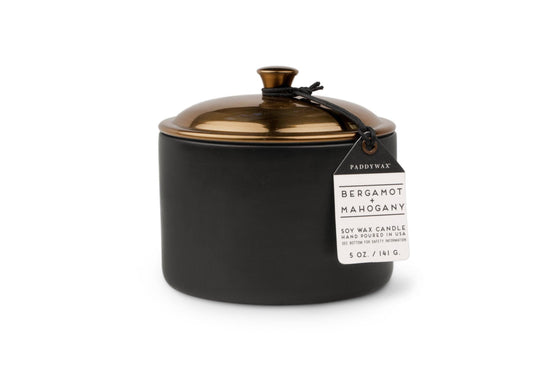 Designworks Collective Paddywax Hygge Ceramic Candle - Black - Bergamot & Mahogony