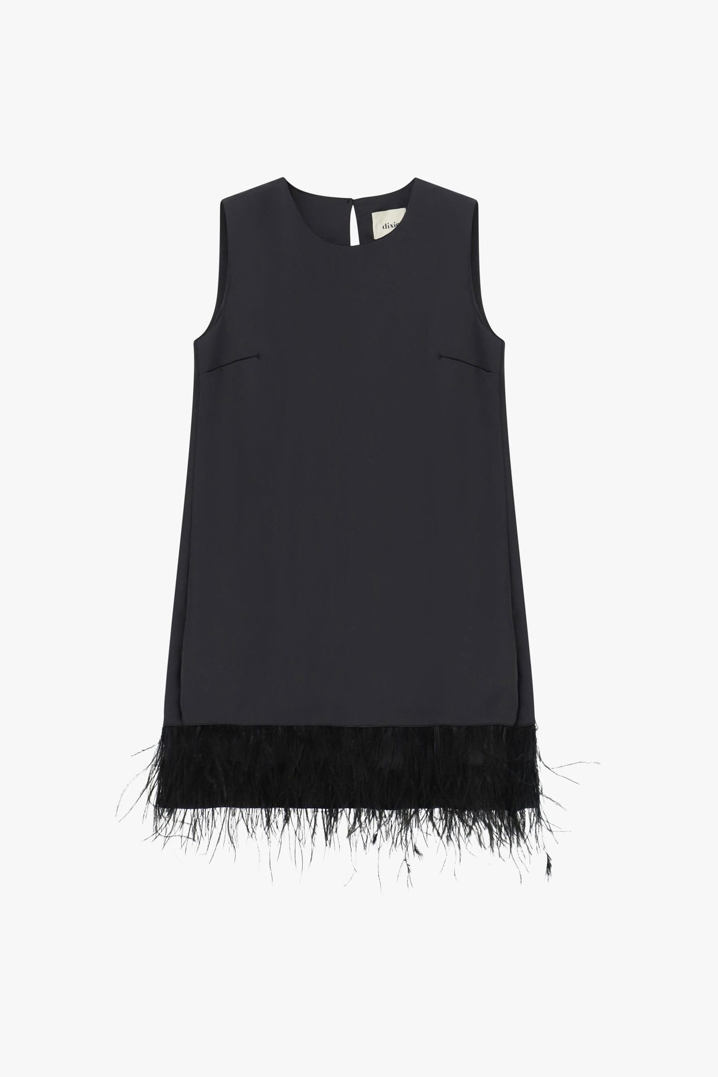 Dixie Dresses Black Feather-Trim Shift Mini Dress