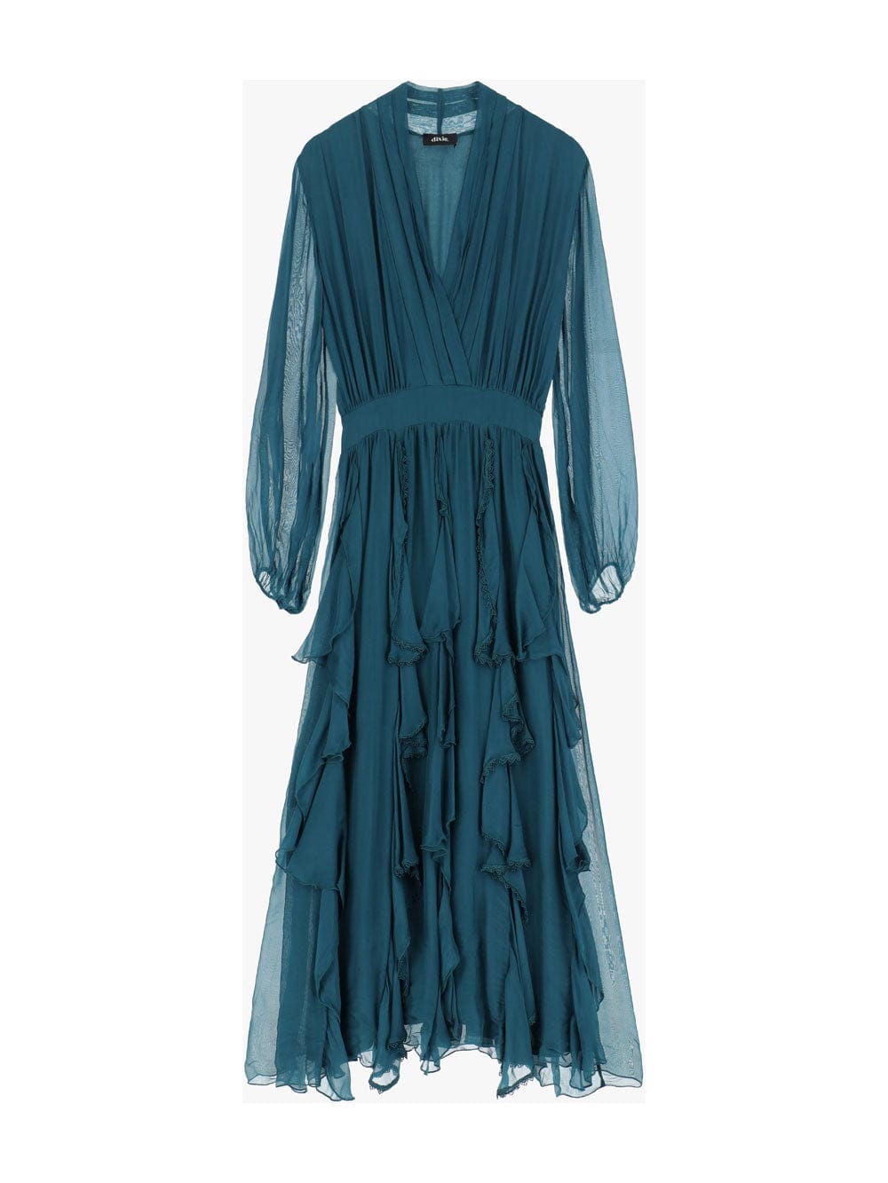 Dixie Dresses Cascade Dress in Teal Peakcock